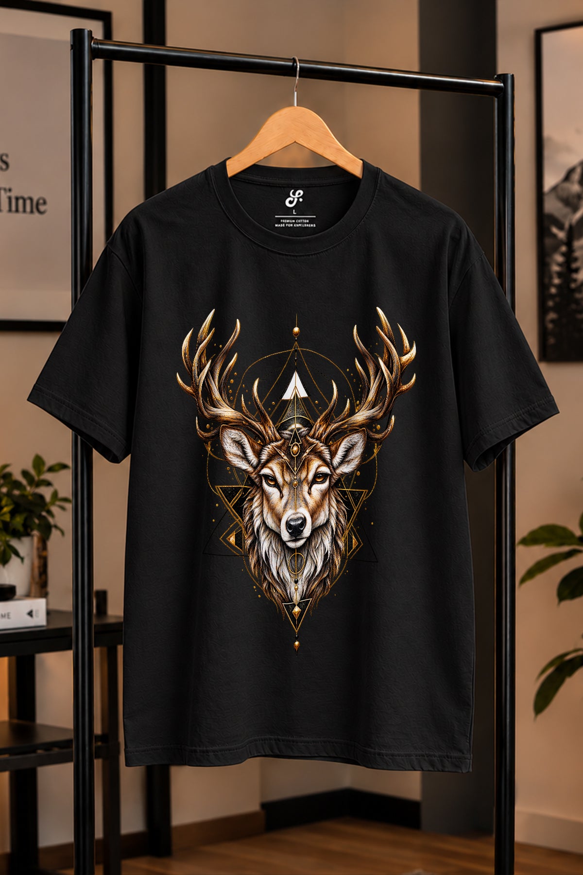 Altın Geyik Spiritüel Oversize Tişört